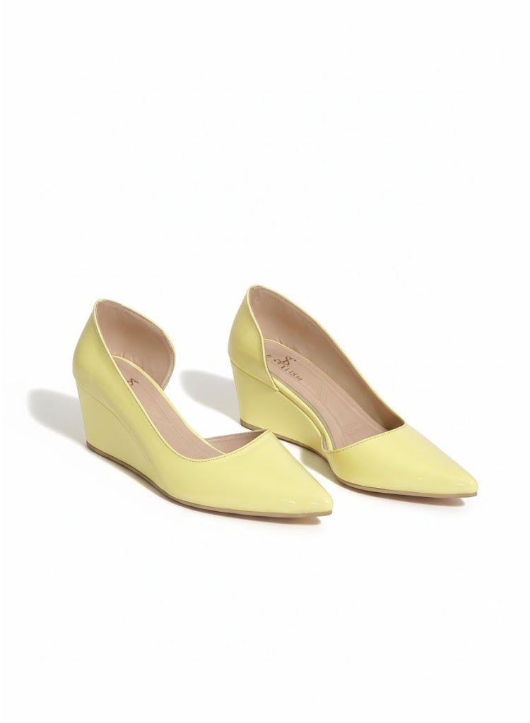 لايف ستيلاش  أحذية ويدج  جلد لامع W-320 - اصفر - Image 2